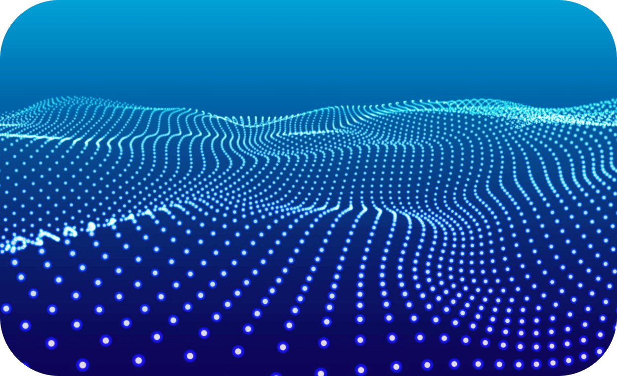 3D blue wave digital dot pattern
